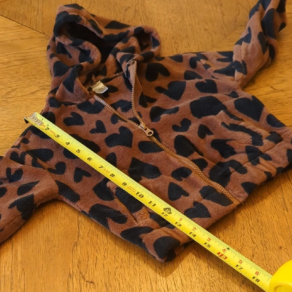 Carter's Brown Fleece Hoodie with Black Heart Print